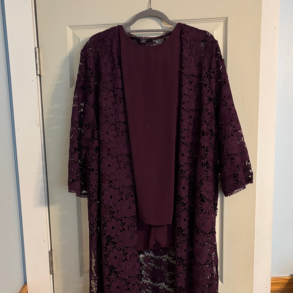 Roaman's Deep Purple Lace Pantsuit